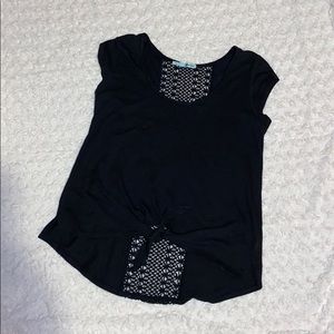 Maurices Black Front Tie Top
